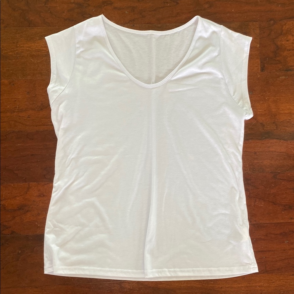 White Women's Cap Sleeve T-Shirt Top Size Large